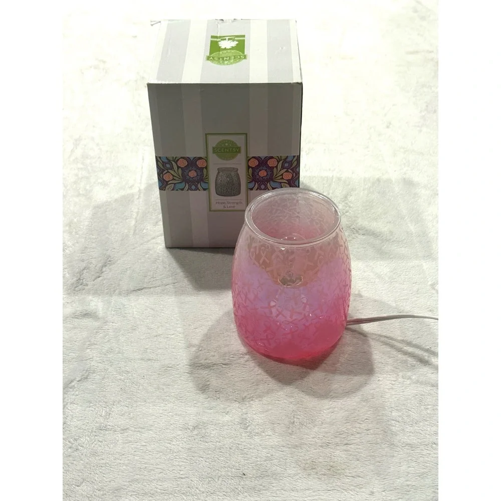 Scentsy Hope Strength & Love Pink Ribbon Wax Warmer Base Breast Cancer Awareness
